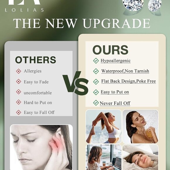 16 Gauge Cartilage Earrings for Women Flat Back-Hypoallergenic Surgical Stainles - Picture 9 of 9